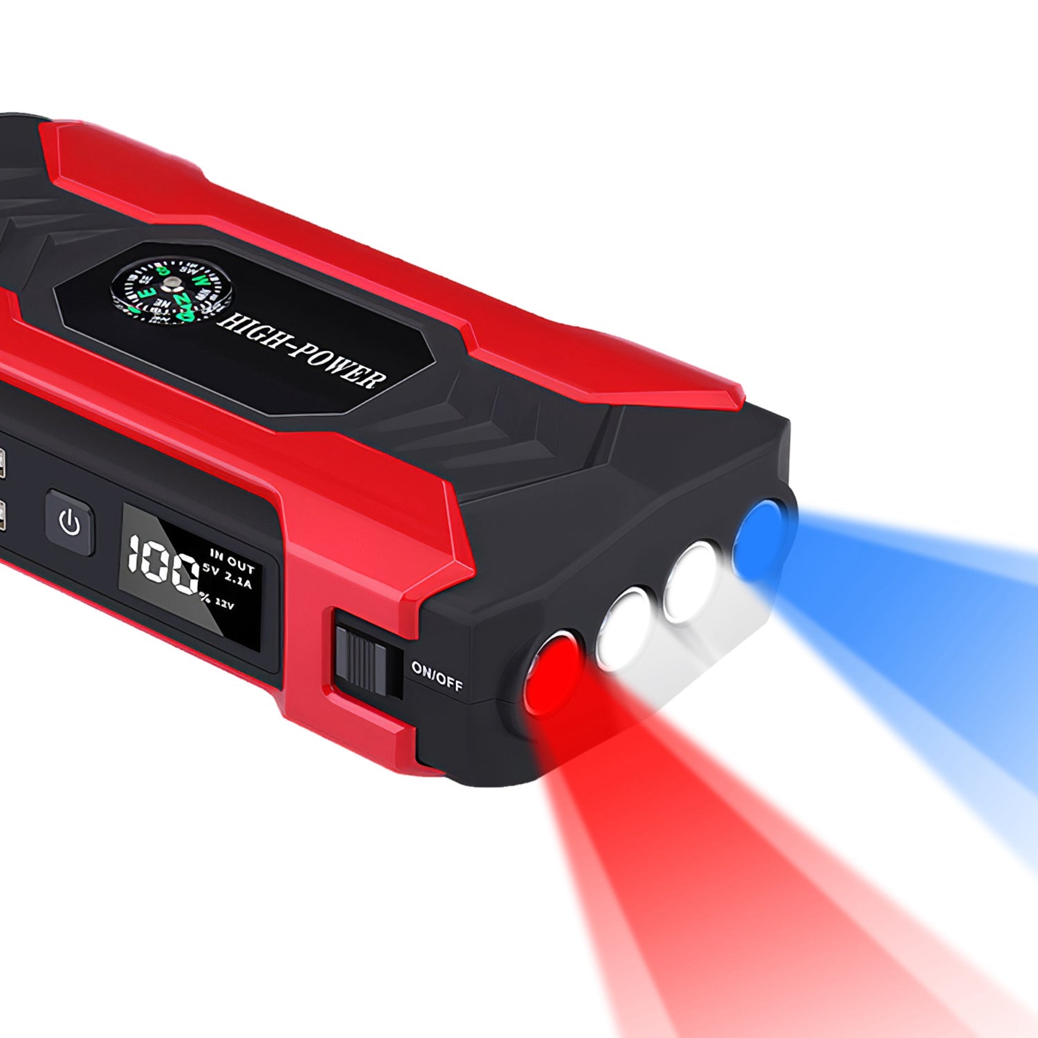 Car Jump Starter Booster 800A Peak 28000mAh 12V Battery Charger Up To 6.0L Gas Or 3.0L Diesel Engine With LCD Screen 4 Modes LED Flashlight